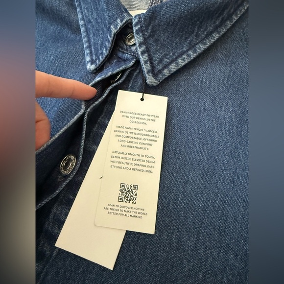 NEW WITH TAGS 7 For All Mankind Denim Shirtdress Lyocell Size Large - Picture 13 of 16